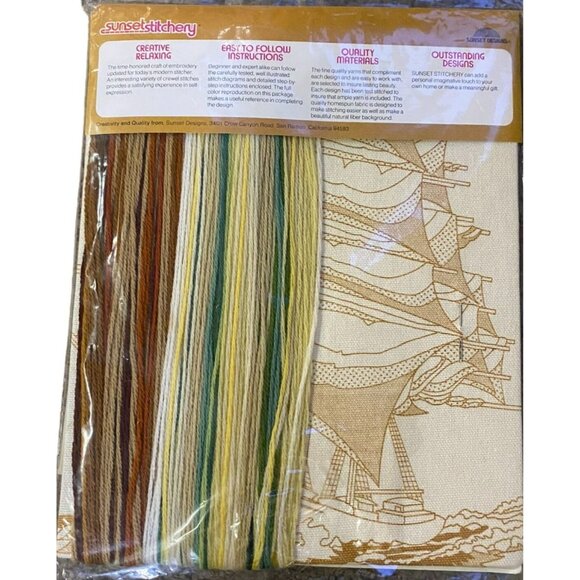 Vintage 1977 Sunset Stitchery Before The Wind Needlecraft NEW 2501 - Picture 2 of 13